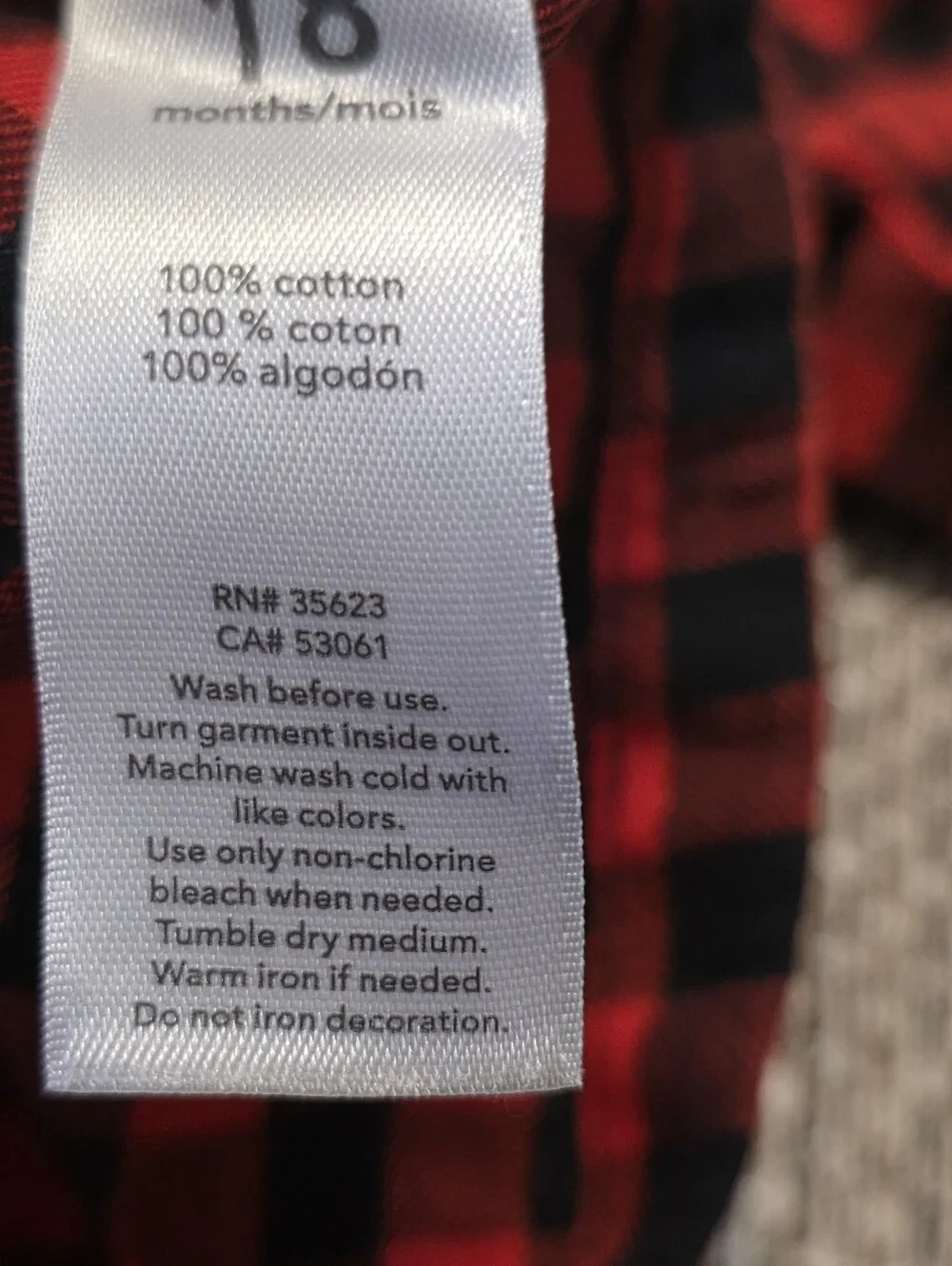 Carter's Buffalo Plaid Long Sleeve Pullover Top Red & Black Size 18M
